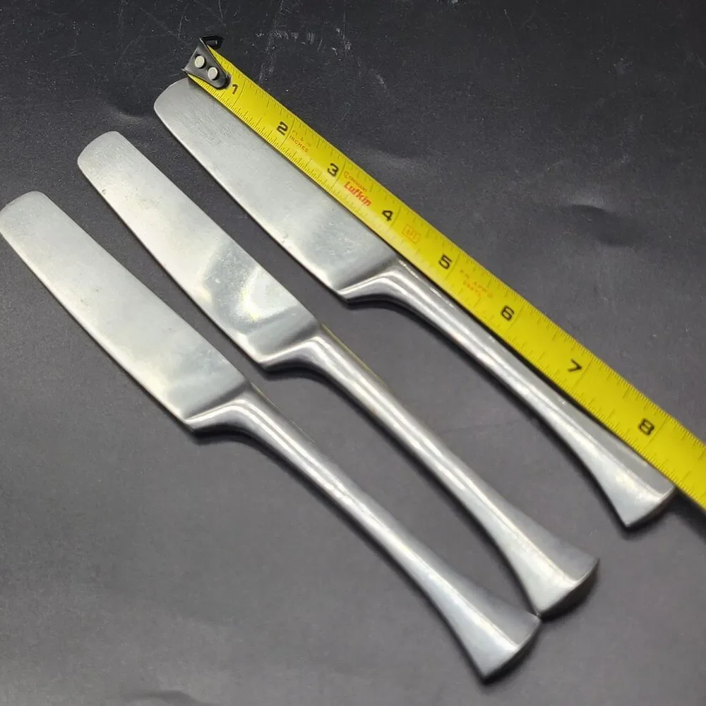 3 Dinner Knives Dansk Designs France IHQ THISTLE Stainless Flatware Knifes 8.5